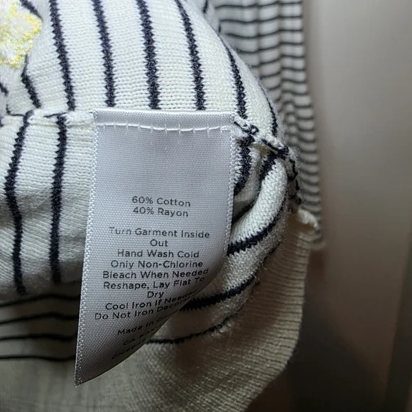 Talbots Floral Row Crewneck Stripes Embroidered Floral Sweater Women’s M Artsy - Picture 14 of 14